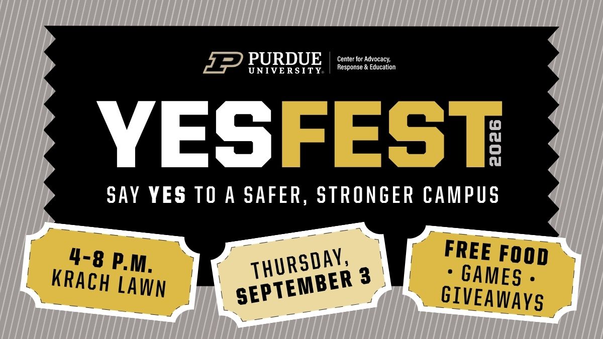 YesFest 2026 - Say Yes to a Safer, Stronger Campus - Thursday, Sept. 3rd from 4pm-8pm at Krach Lawn. Free food, games, and giveaways